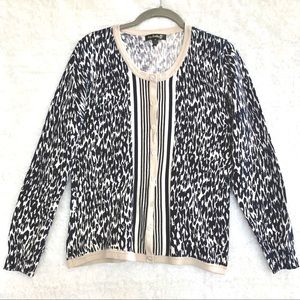 Top Knits Leopard Print & Striped Cardigan